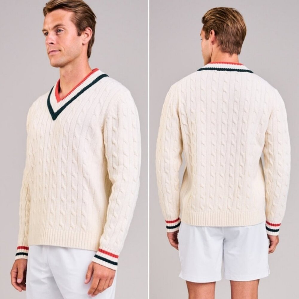 Uomosport $285 Classic Men's Tennis Sweater Merino Wool Cable Knit size XL